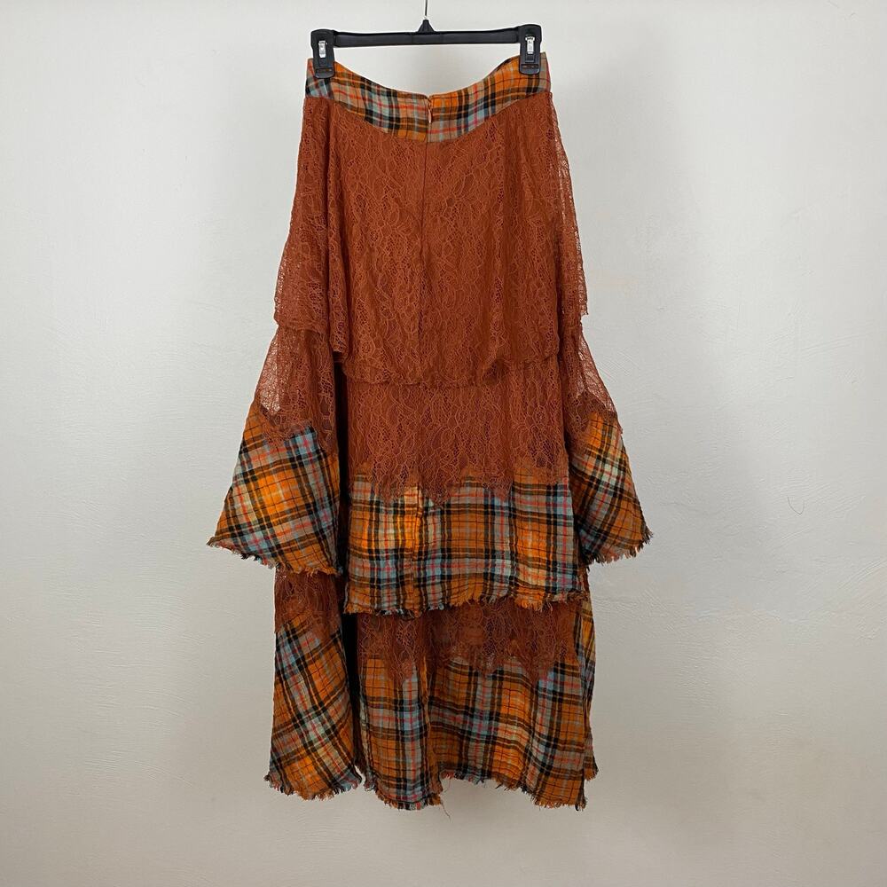 Free People County Fair Lace Maxi Skirt - Brown Combo - Size 6 - Picture 4 of 11